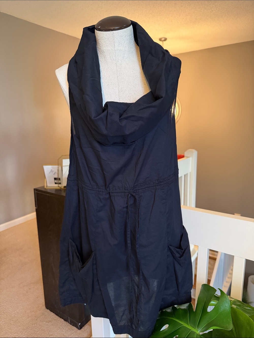 LA made Navy Cowl Neck Tunic with Pockets